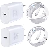 TT&C 2-Pack 30W USB C Fast Charger, USB-C Block with 10FT & 6FT Cable | PD 3.0 Power Wall Block Compatible with iPhone 17,16,