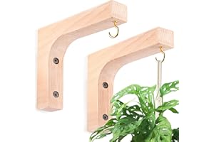 Jantens 2 Pack Hanging Plant Hook, Plant Hangers Indoor, Wooden Hanging Basket Hooks for Indoor Flower Baskets Pot Wind Chime Lanterns Planter