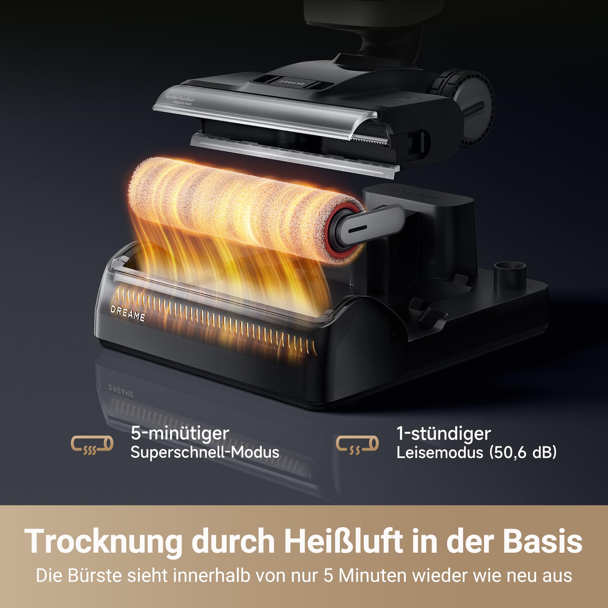 dreame H14 Pro Nass- und Trockensauger, 180° Lie-Flat, 60 °C Bürstenpflege, 5-min Trocknung, automatische Lösungsmittelverteilung, App-Steuerung, Doppelrotationsbürste, 18.000Pa Saugkraft, Doppelkante 6