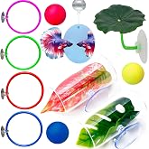 Fejapa 11pcs Betta Fish Enrichment Toys Fish Hideout Betta Hoop Exercise Rings Floating Mirror Balls Tank Feeding Rings Training Ring Feeder Hammock Acrylic Tube Breeding Aquarium Decor Accessory