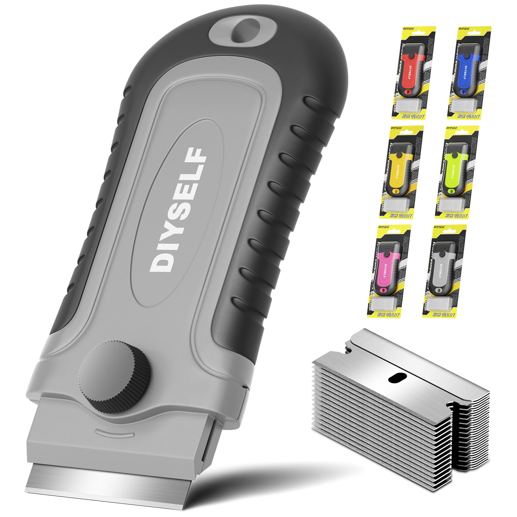 DIYSELF Razor Scraper Tool with 15 Extra Blades for Kitchen, Paint Scraper