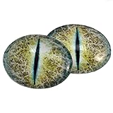 Yellow and Blue Crackle Dragon Oval Glass Eyes