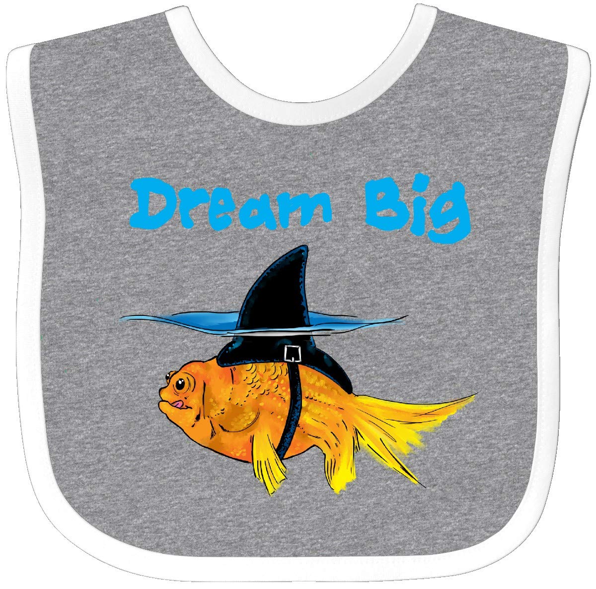 Inktastic Dream Big Cute Goldfish with Shark Fin Baby Bib Heather/White 3aaf6