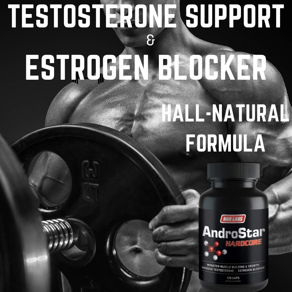 Nar Labs AndroStar Hardcore | Natural Testosterone Booster | Estrogen Blocker for Men | Boost Muscle Growth | 120 capsules