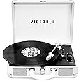Victrola Journey+ Bluetooth Suitcase Record Player – Built-In Speakers, 33-1/3, 45 & 78 RPM Vinyl Record Player, RCA Out, Headphone Jack, Wireless Streaming, White