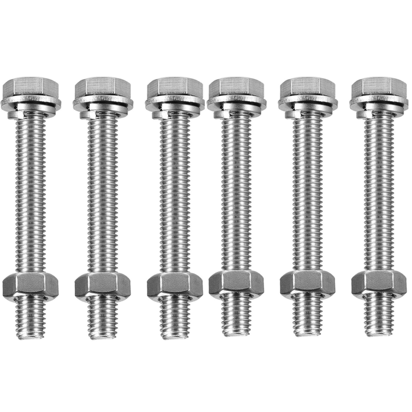 TA-VIGOR 6Pcs M10 x 80mm Hex Head Screws Bolts, Nuts, Flat & Lock Washers Kits, Fully Thread Hexagon Bolts, High Tensile Cap Screws for Metal Work, Automotive Machinery, Bike Motorcycles Repair
