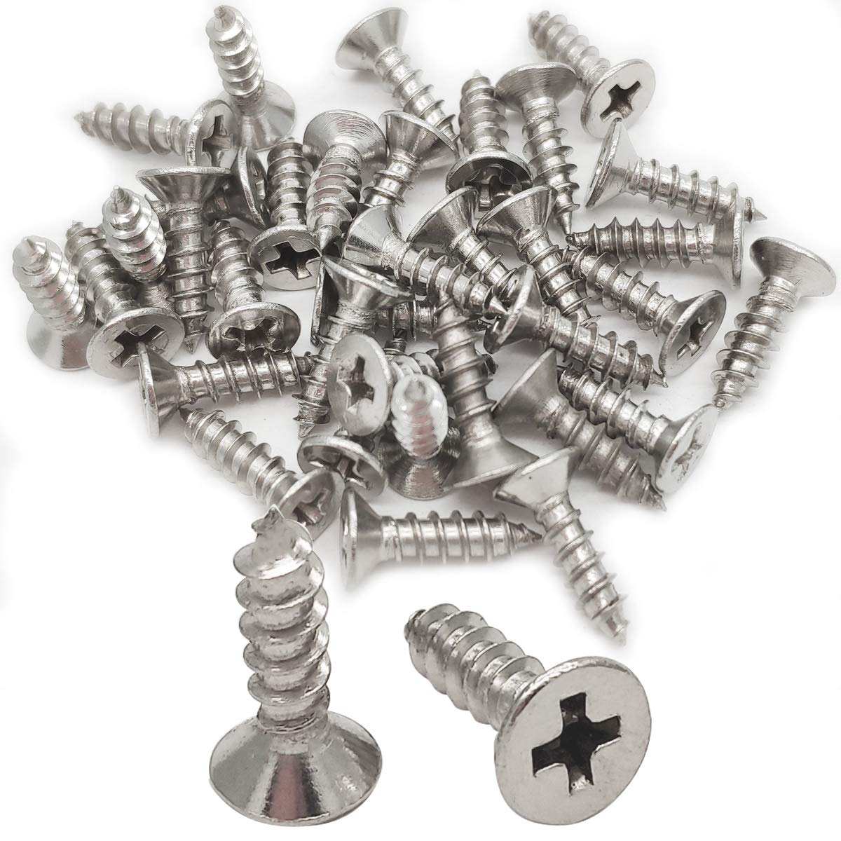 100pcs M4x14mm Stainless Flat Head Phillips Self-Tapping Wood Screw 18-8 (304) Stainless Steel Screw