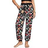 For G and PL Womens Christmas Gingerbread 3D Print Ugly Pajama Pants Funny Holidays Sweatpants with Pocket XL