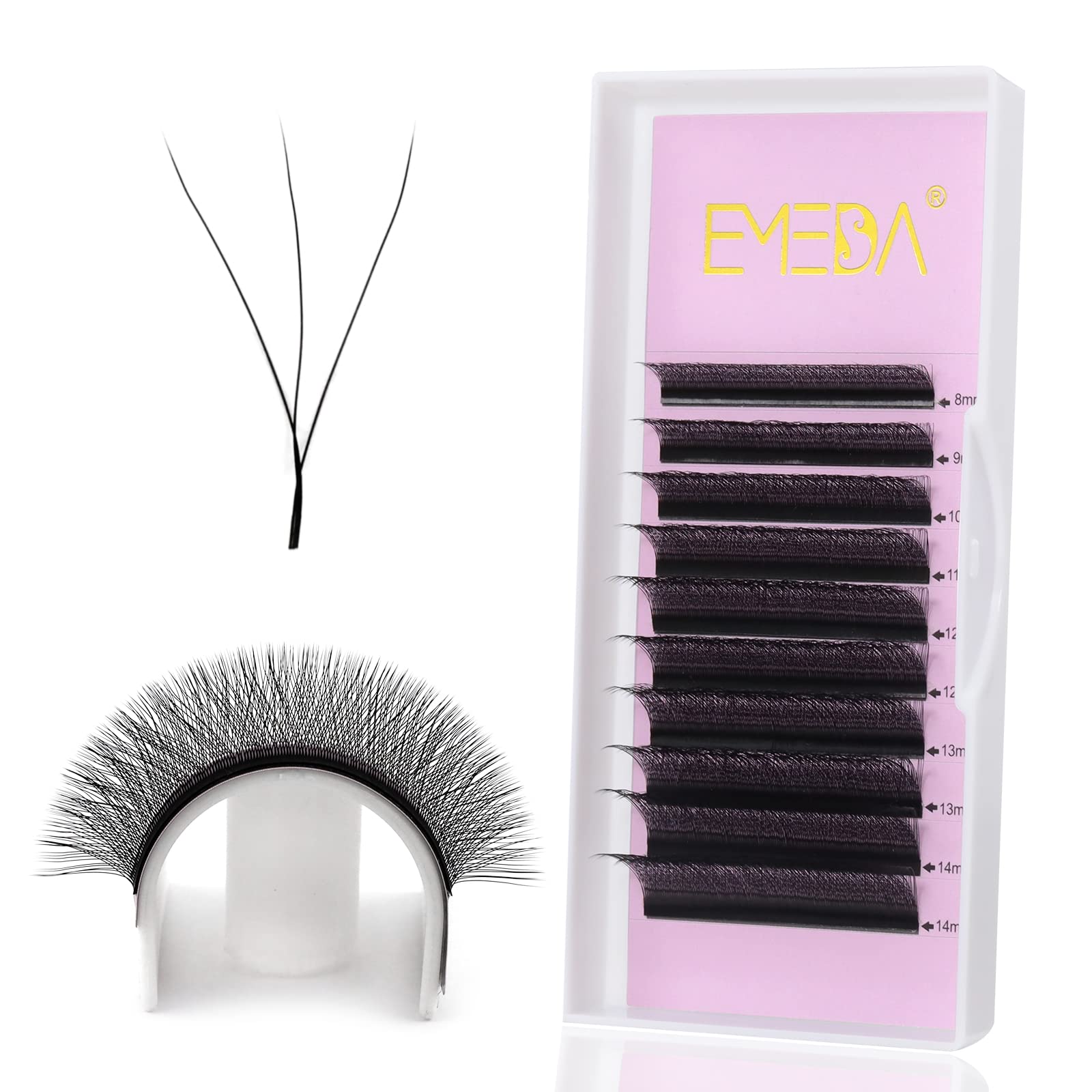 EMEDA 3D Premade Volume Fans W Lash Extensions 0.07mm C 14mm Self Fanning Volume Eyelash Extensions Y YY Lashes W Shaped Volume Lashes Premade Fans 3D Easy Fan Eyelashes (0.07 C 14mm)