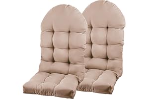 PNP HWJIAJU Adirondack Chair Cushion, Rocking Chair Cushion 44x19.4x4 inch, High Back Patio Cushions of Upper and Lower with Ties, Sunscreen and Fade-Resistant (Beige, 2)
