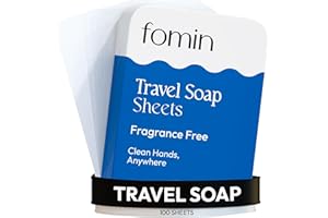 FOMIN - Antibacterial Paper Soap Sheets Tin for Traveling - (100 Sheets) Fragrance Free Portable Travel Hand Soap Sheet, Dissolvable Mini Camping Hand Soap for Hand Washing