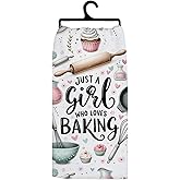 Koesus Girly Funny Baker Kitchen Towels, Unique Baking Gifts for Girls Women Decorative Hand Towels, Just a Girl Who Loves Baking Dish Tea Towels for Kitchen Bakery, 16x24 Inch
