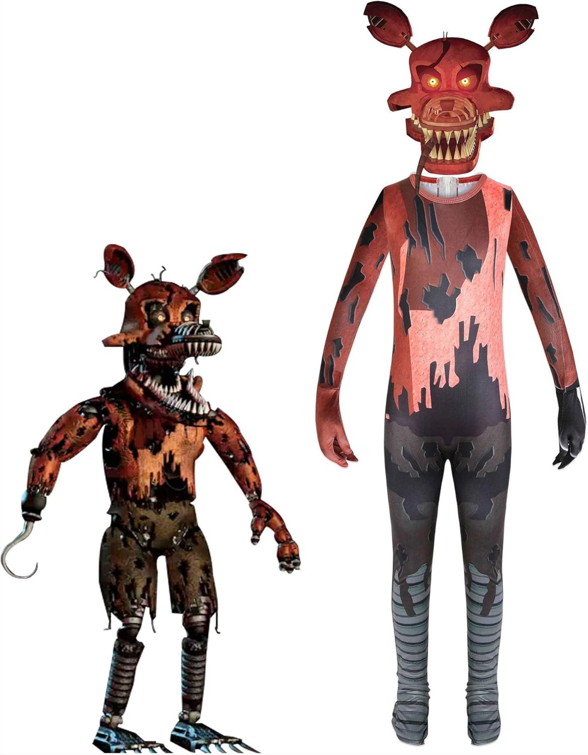 pix Show Me Pictures Of Nightmare Foxy fnaf costume nightmare foxy jumpsuit with mask full set for kids halloween party fancy dress costume