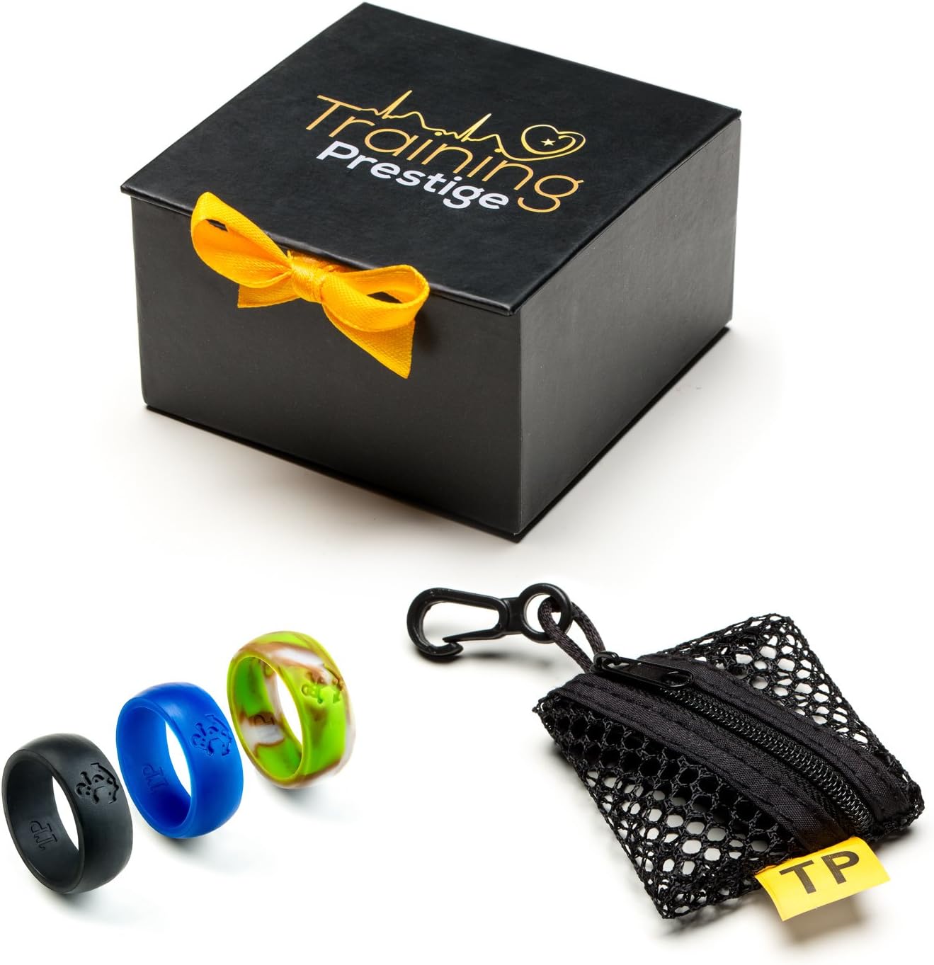 Silicone Wedding Ring 2nd Generation Bundle for Men with 3 Anchor Design Bands of Prime Colors such as Black, Blue and Popular Camouflage Best Selected by Training Prestige offered in a Gift Box to Show Commitment While Leading an Active Sports & Outdoors Lifestyle (9)