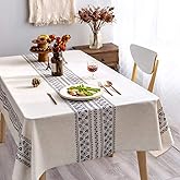GLORY SEASON Modern and Minimalist Tablecloth Linen Fabric Decorative 52x70 Rectangle Printed Pattern Geometry Design Non-Fade Washable Stylish Table Cover for Kitchen Dining Tabletop