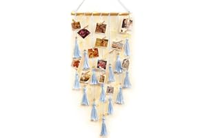 ANROYE Macrame Hanging Photo Display, Picture Holder with 30 Clips for Bedroom Wall, Polaroid Boho Gallery Hangers with LED Light String, Room Decor Gifts for 10 11 12 13 14 Year Old Teen Girl