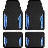 PIC AUTO Rubber Floor Mats, Blue Aluminum Film with Colorful Piping Floor Mats for Cars, Car Mats with Non-Slip Backing, All-Weather Protection, Trim-to-Fit Liner for Cars, SUVs, Trucks, Vehicles