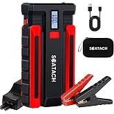 Car Battery Jump Starter, 6000A 12V Car Jumper Starter Portable | Battery Jumper Starter Portable (up to 10.0L Gas and 8.0L Diesel) Jump Box with LED Display, Flashlight and Jumper Cables