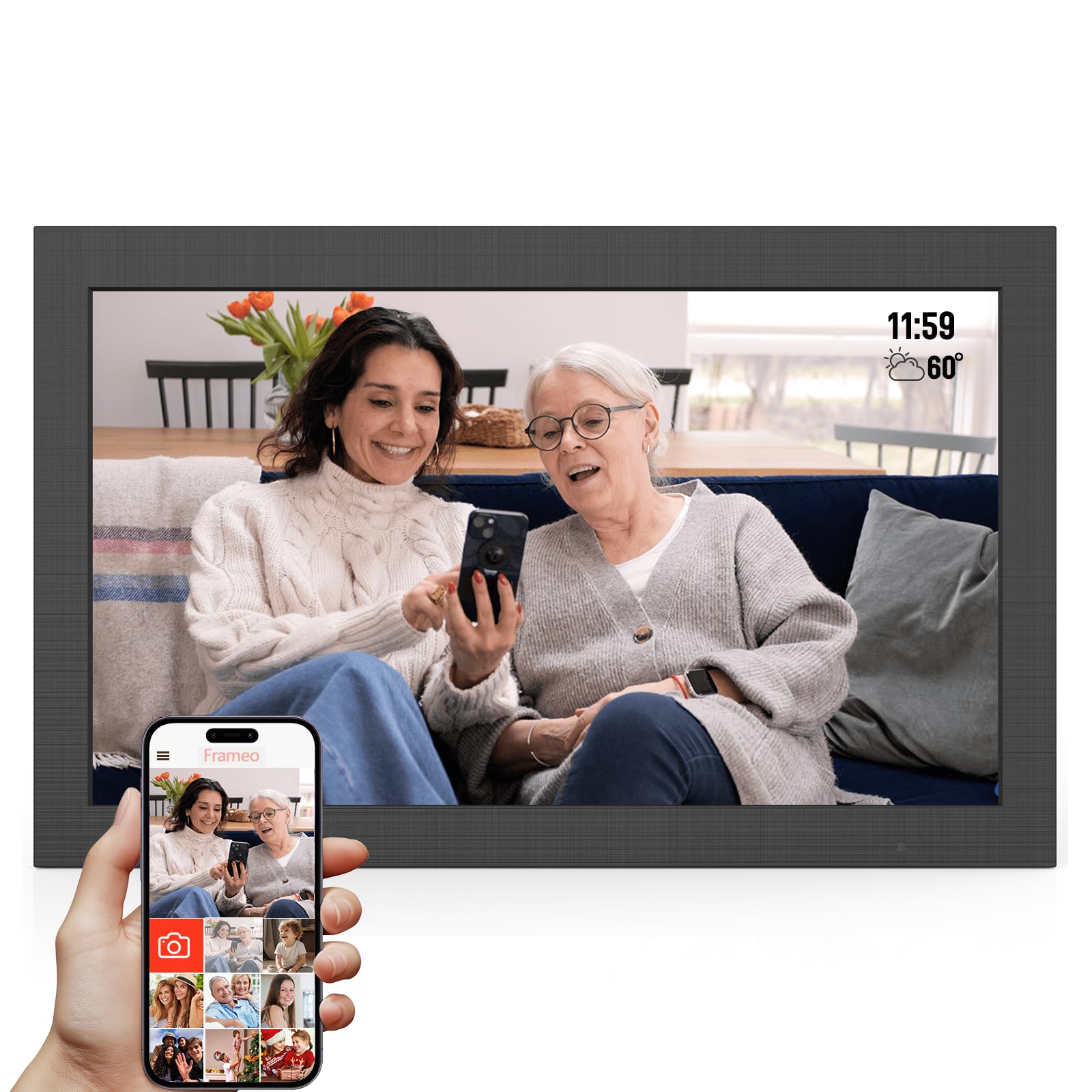 Photo 1 of 15.6 Inch WiFi Digital Picture Frame IPS Touch Screen HD Disply,Video Clips and Slide Show,Auto-Rotate, Wall Mountable,Send Photos Instantly from Anywhere with via Frameo APP (15.6 INCH)