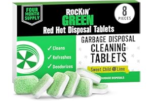 Rockin' Green Deep Cleaning and Deodorizing Tablets for Dishwashers, Washing Machines, and Garbage Disposals, Removes Odor and Residue (Garbage Disposal Cleaning Tablets, 8 Pack)