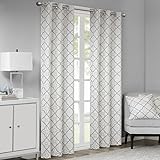 Madison Park Hayes Cotton Duck Printed Grommet Window Curtain Panels Pair Drapes for Bedroom Living Room and Dorm, 42 in x 84 in (W x L), Grey