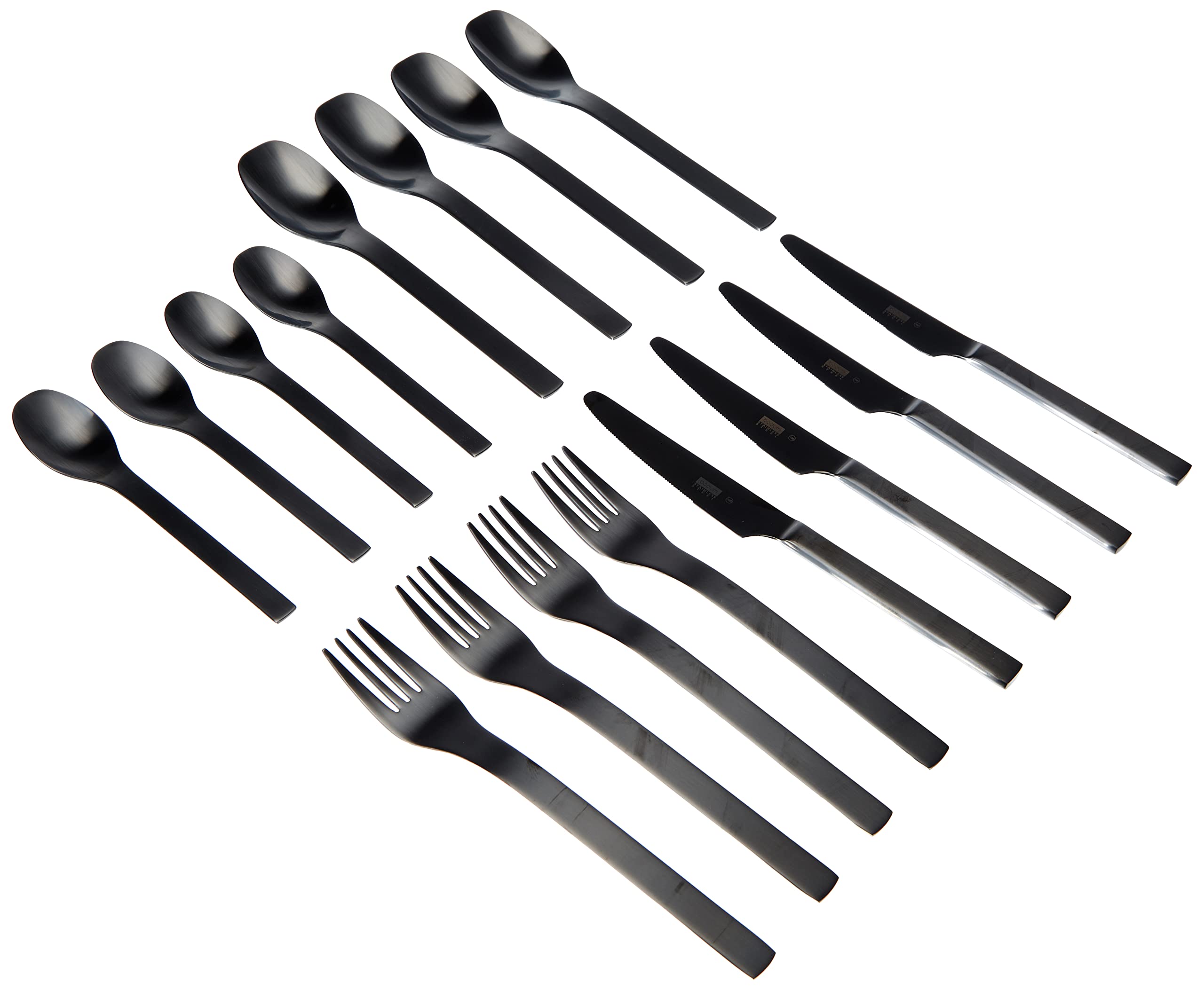 Penn Bodum K6335-01 Barcelona Cutlery Set, 16 Pieces, Stainless Steel, Black, 4 x 20 x 2 cm, 6 Units