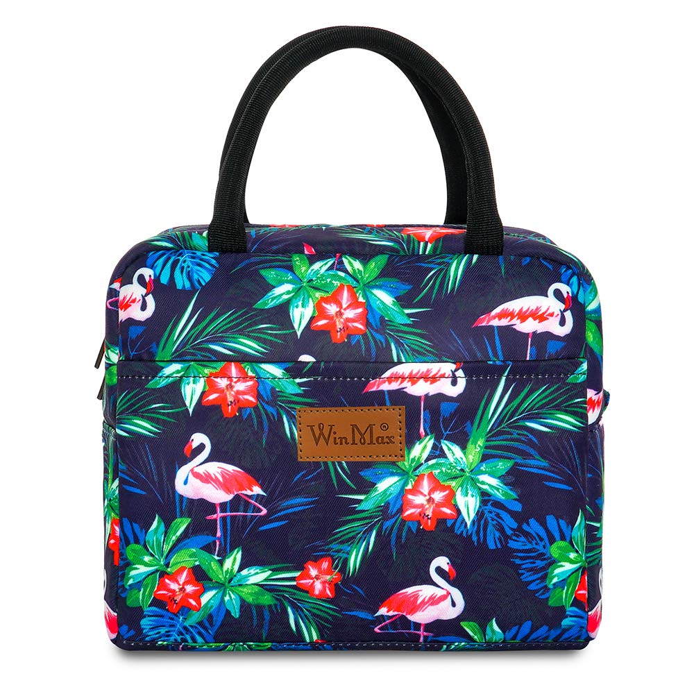 winmax Lunch Box Bags Food Storage Cooler Bags Portable and Reusable Insulated Travel Kit Tote Bag for Women (1pc, Flamingo)