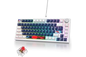 iRoboosta 75% Mechanical Gaming Keyboard, Hot Swappable RGB Backlit Custom Keyboard with Knob, Gasket Mount USB Wired Keyboar