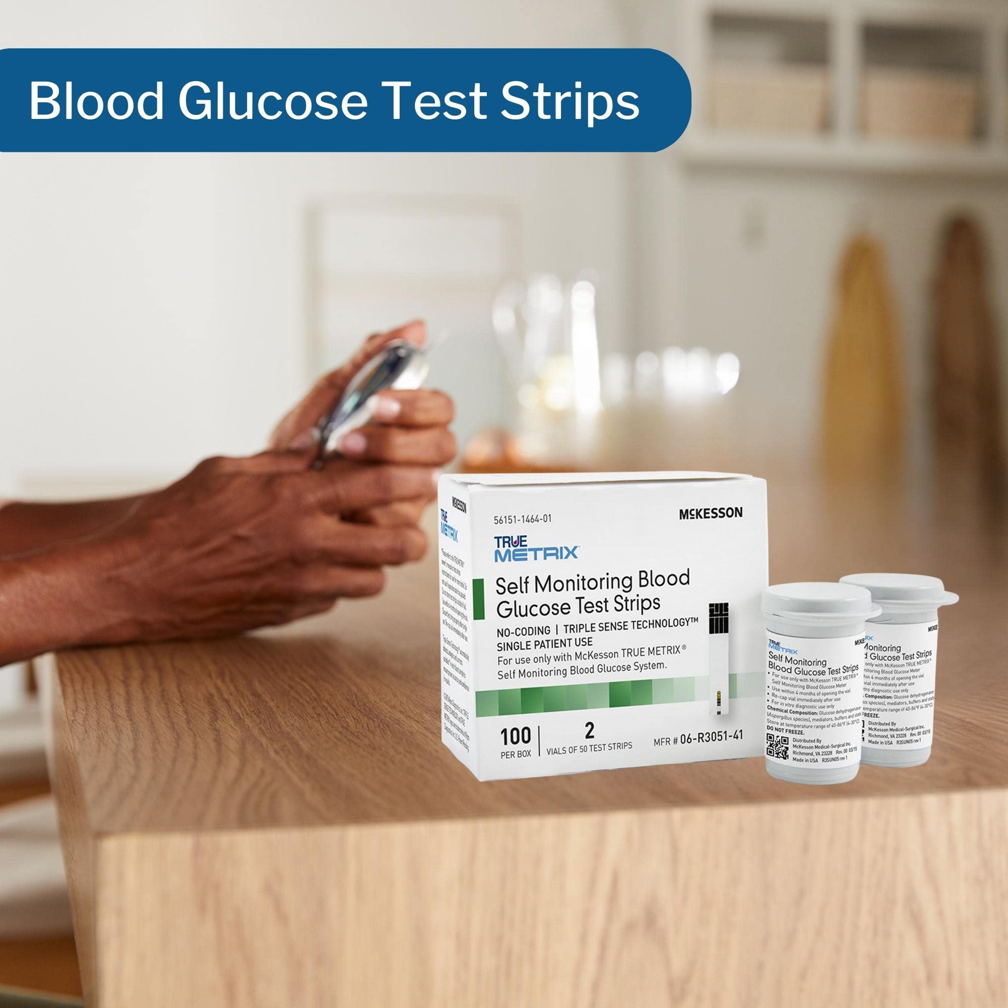 McKesson True METRIX Blood Glucose Test Strips for Diabetes [100 Strips] Self-Monitoring System