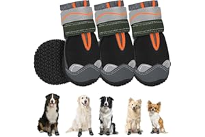 SlowTon Dog Shoes for Large Small Medium Dogs - Waterproof Dog Boots for Summer Hot Pavement, Paw Protector for Outdoor Walking Winter Snow, Anti-Slip Rubber Dog Booties for Hardwood Floor (B, 1)