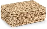 woodluv Seagrass Storage Box with Lidded Basket Natural Small