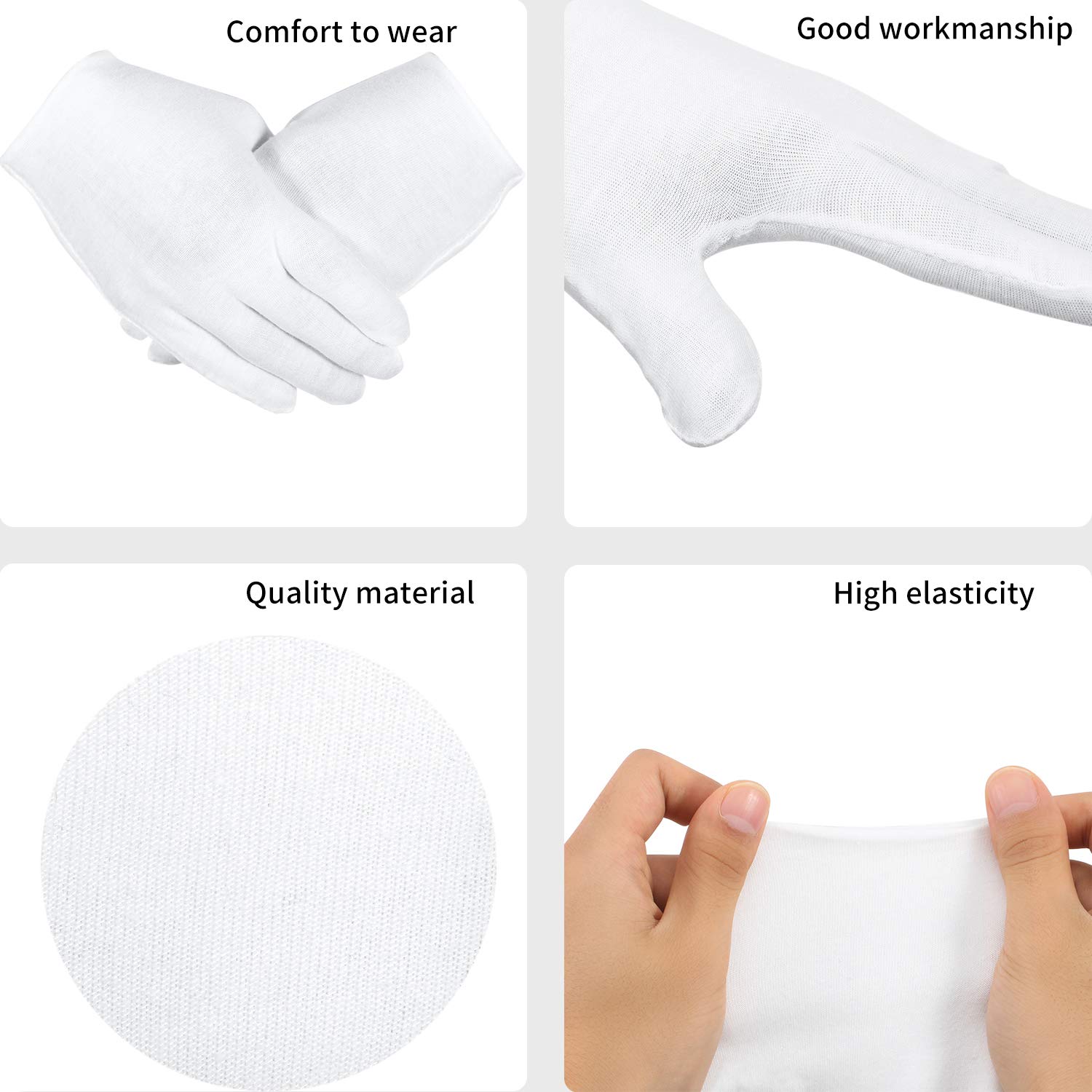 SATINIOR 120 Pieces Cotton Gloves Large Size for Men Women Inspection Gloves for Dry Hand Art Handling Coin Jewelry