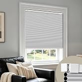 Atxbyoh No Drill Cordless Cellular Shades, Blackout, White, 20x48 | Tool-free installation for renters; insulated honeycomb fabric helps reduce light, heat transfer, and outside noise