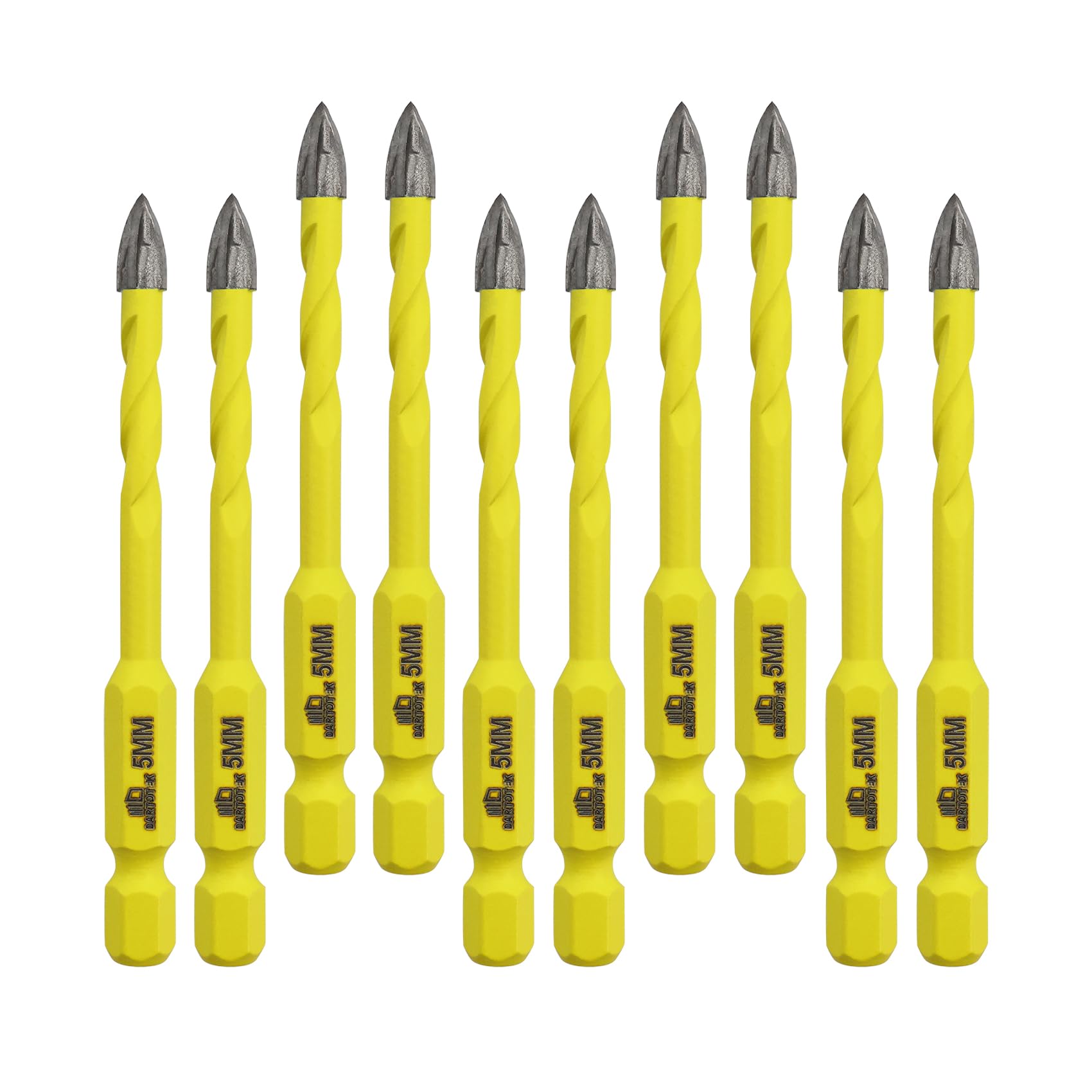 Wood Plastic Drill Bit Set DARTOTEK Masonry 5mm Hole Saw for Tile, Brick, Glass,Tungsten Carbide Tip Work with Ceramic Tile, Wall Mirror, Paver on Concrete or Brick Wall, 10 Pcs