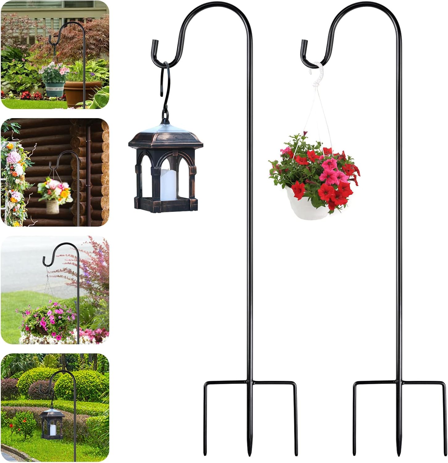 Outdoor Shepherd's Hooks - 2 PCS Shepherds Hook Outdoor 35 inch 1/2 inch Thick Garden Shepherds Hook Metal Garden Stake with Hooks Lantern Stick Shepherds Hooks for Solar Lights Lanterns Bird Cages Weddings Plant Baskets