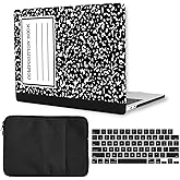 Hard Case Compatible with MacBook Pro 15 Inch 2019 2018 2017 2016 Release A1707 A1990, Plastic Hardshell Cover & Laptop Sleeve Bag & Keyboard Skin for Mac Pro 15 Touch Bar, Composition Book