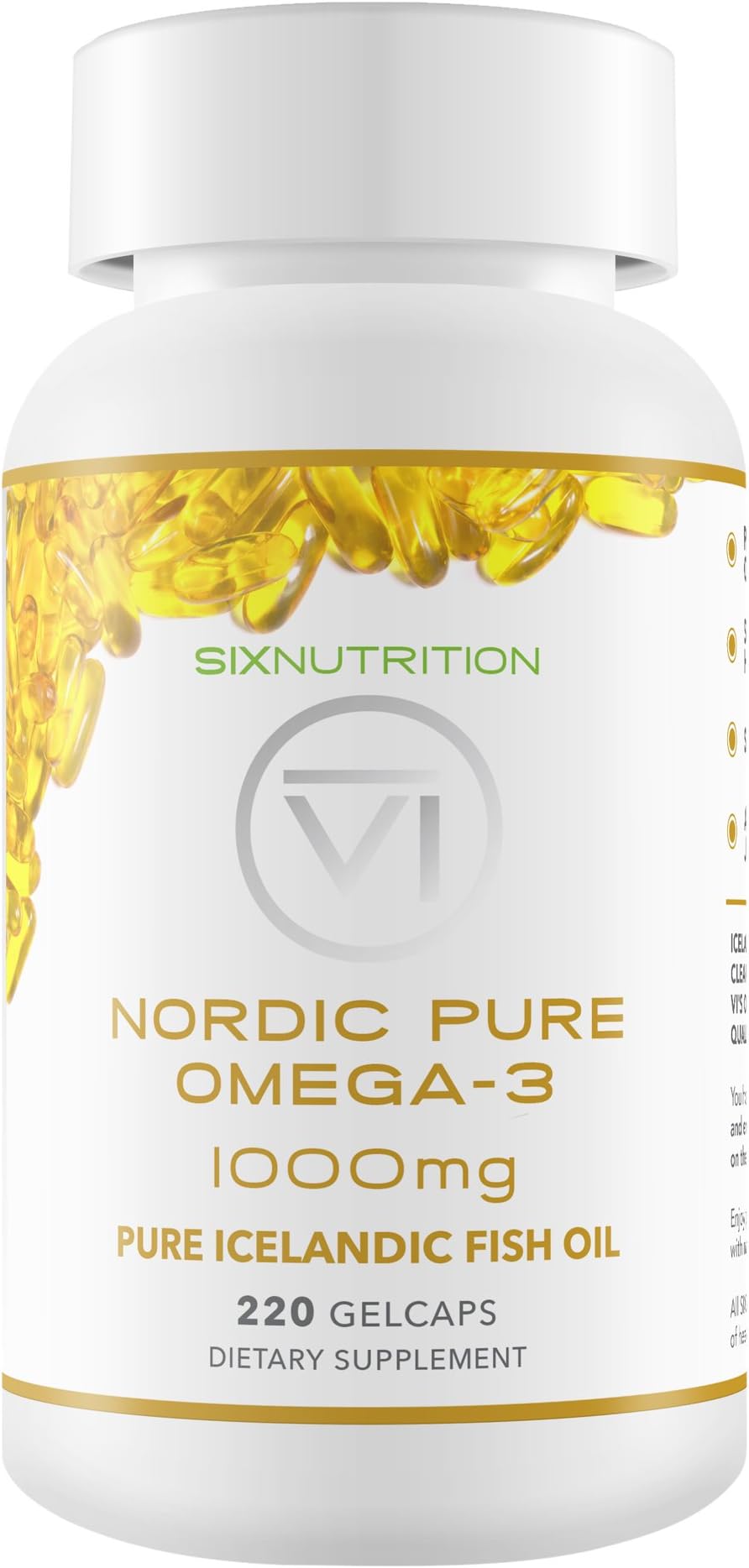 SIX Nutrition 1000 mg Nordic Pure Omega-3 Supplement, 220 Count