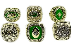 Hdnakit NATIONAL FOOTBALL CHAMPIONSHIP RING 1961 1965 1966 1967 1996 2010 GREEN BAY ，SIX CHAMPIONSHIP RINGS WITH WOOD BOX GIFT FOR CHRISTMAS AND BIRTHDAY