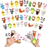 Sosation 60 Pcs Animal Finger Puppets Bulk, Cute Small Plush Toys | Soft Plush Puppet Set for Party Favors, Goodie Bag Fillers, Teaching Storytelling Props, Assorted Animal Designs