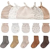 Ruliby Baby Hats Mittens and Socks Set Cotton Newborn Hat Beanie Soft Infant Girls Boys Caps Gloves 0-6 month