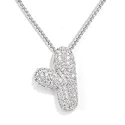 KissYan Bubble Letter Necklace Silver, White Gold