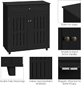 Yaheetech Shoe Cabinet 4-Tier Storage with Drawer 2 Doors Black view 6