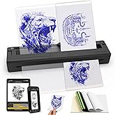 Sacnahe Wireless Tattoo Stencil Printer, Portable Bluetooth Thermal Tattoo Printer with App Custom-Size&le; A4, Print Realistic Portraits, 10 Transfer Papers, Works for Phone/Tablet/PC (Black)