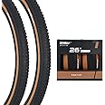 BWSHLF Replacement Mountain Bike Tires, 20/24/26/27.5/29Inch Size, 2 Pack Black Folding MTB Bicycle Tire, Black/Brown Side