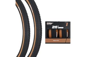 BWSHLF Replacement Mountain Bike Tires, 20/24/26/27.5/29Inch Size, 2 Pack Black Folding MTB Bicycle Tire, Black/Brown Side