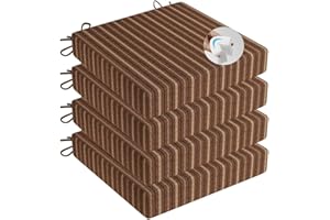 LFNOONE Patio Chair Cushion/Garden Chair Cushions 17"x17"x2"Outdoor Seat Cushions for Patio Furniture Office Chair/Dining Room Chair/Density Sponge Filling Outdoor Furniture Cushions/Brown Stripes