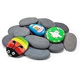 Simetufy 2"-3" 15 Pcs River Rocks for Painting Flat Smooth for Crafts | Natural Stones for DIY, Kindness Rocks Garden Decoration