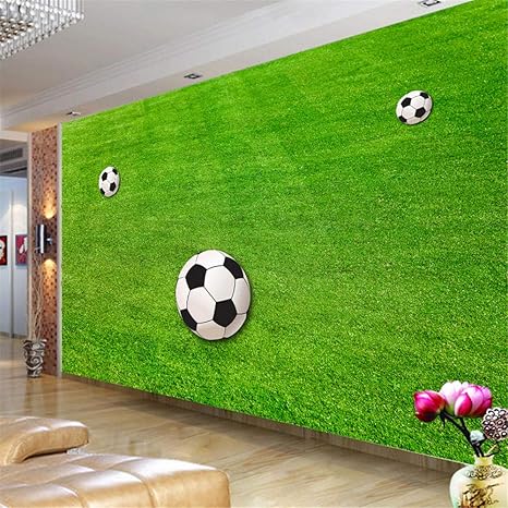 Amazon Hxcok 壁紙壁画緑の芝生サッカー場の壁紙リビングルームの寝室の壁3d壁画壁の装飾現代の壁カバー 350x250cm 壁紙