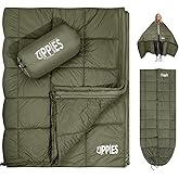 ZIPPIES 3M Thinsulate Insulation Puffy Camping Blanket for Cold Weather, Queen Size Warm Camping Quilt with Zipper, Waterproof Outdoor Sleeping Bag for Hammock, Cozy & Versatile Gift for Men and Women