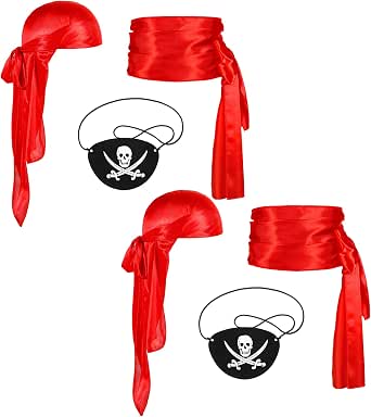 Proumhang Set d'accessoires de Costume de Pirate Ceinture Pirate Bandeau Ceinture de Taille Capitaine Pirate Large Ceinture Médiévale Foulard Pirate Bandanas pour Halloween Enfants Adultes Noir